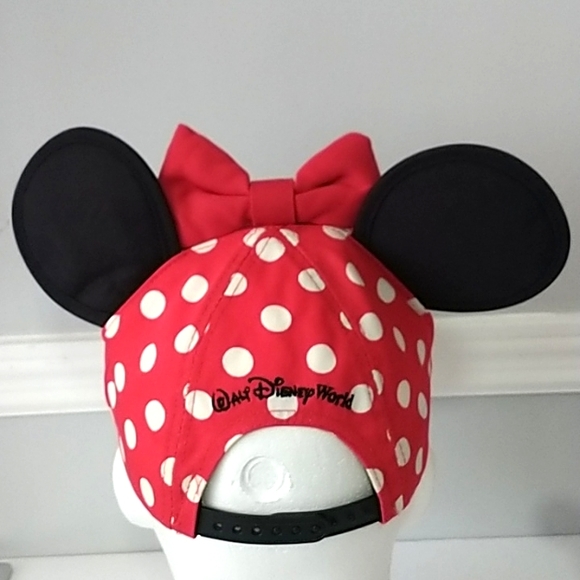 Walt Disney World Minnie Mouse Ear Red Polka Dot Youth Girls Baseball Cap Hat - Picture 3 of 5